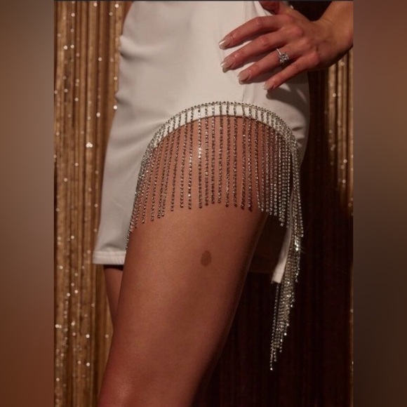 12th Tribe Size Large Madelyn White Crystal Mini Dress - Picture 2 of 13